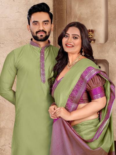 Man Mohini Vol 1 By Welltex Couple Combo Kurta and Matching Saree Set Wholesaler In India
